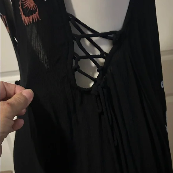Free People Black Mini Dress with Floral Embroidery - Picture 7 of 9